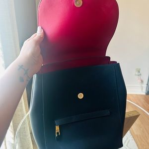 LRL backpack . Black leather .